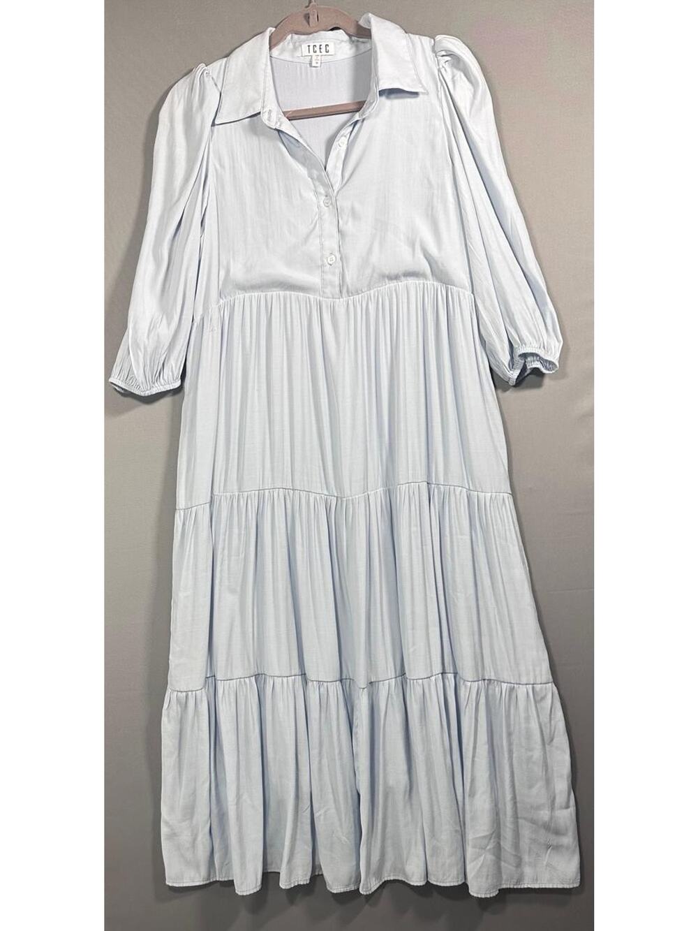 TCEC Blue Maxi Dress Womens M Button